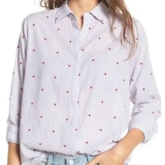RAILS blouse, Taylor Girona Stripe with red Hearts, XS - Picture 4 of 4